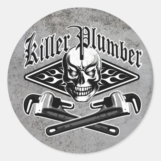 Loodgieter schedel: Killer Loodgieter 3.1 Ronde Sticker (Voorkant)
