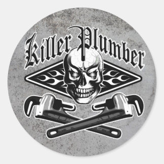 Loodgieter schedel: Killer Loodgieter 3.1 Ronde Sticker