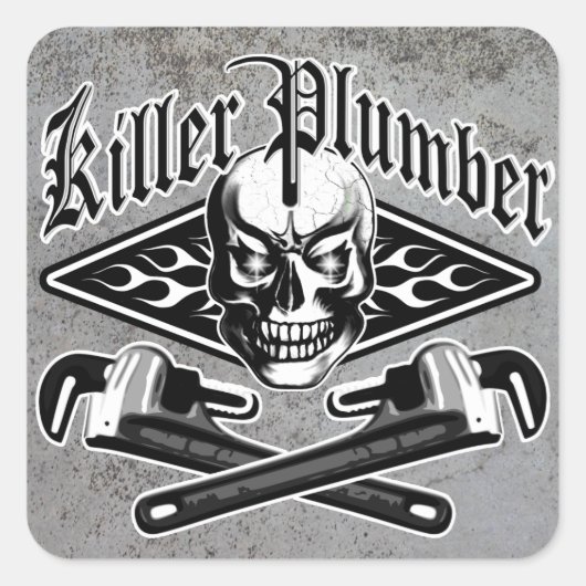 Loodgieter schedel: Killer Loodgieter 3.1 Vierkante Sticker (Voorkant)