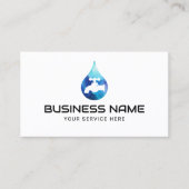 Loodgieter Service Blue Water Drop Logo Loodgieter Visitekaartje (Voorkant)