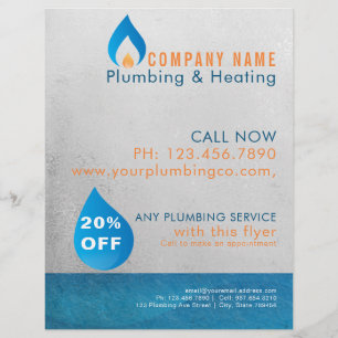 Loodgieter verwarmd waterdruppel logo flyer