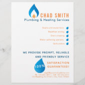 Loodgieter verwarmd waterdruppel logo flyer (Achterkant)