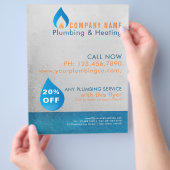 Loodgieter verwarmd waterdruppel logo flyer (Hand)