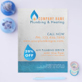 Loodgieter verwarmd waterdruppel logo flyer (Enkel)