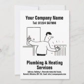 Loodgieter & Verwarming Services Cartoon Design Ka Feestdagenkaart (Voorkant)