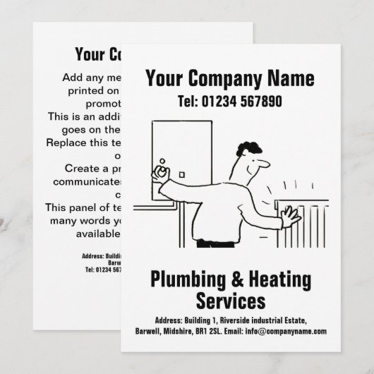 Loodgieter & Verwarming Services Cartoon Design Ka Feestdagenkaart (Voorkant / Achterkant)