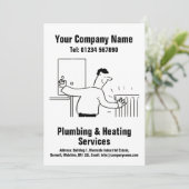 Loodgieter & Verwarming Services Cartoon Design Ka Feestdagenkaart (Staand voorkant)