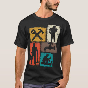 Loodgieter Vintage Collage Loodgieters Mannen Pijp T-shirt