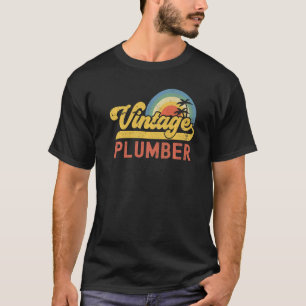 Loodgieter Vintage Zonsondergang Beroep Retro Func T-shirt