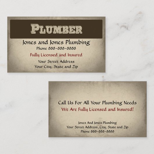 Loodgieter Visitekaartje (Voorkant / Achterkant)