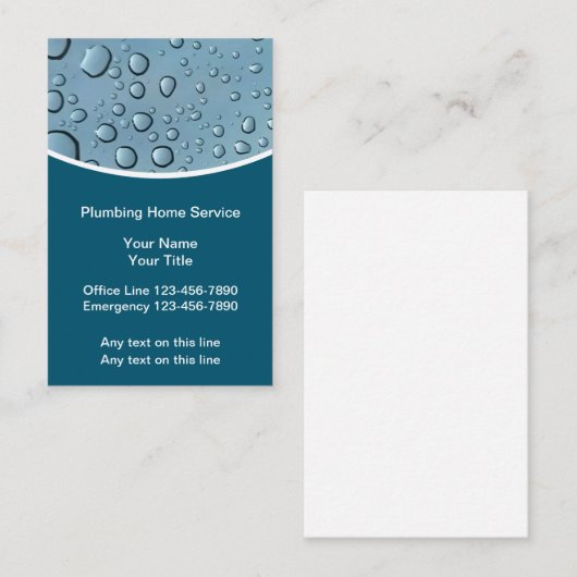 Loodgieter Water Drops Visitekaartjes Design (Voorkant / Achterkant)