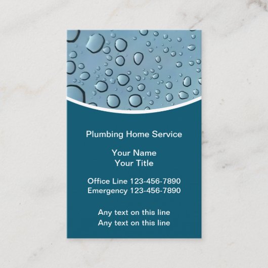 Loodgieter Water Drops Visitekaartjes Design (Voorkant)