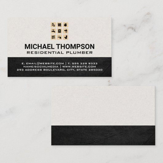 loodgieter | Waterpijpsysteem pictogrammen Visitekaartje (Voorkant / Achterkant)