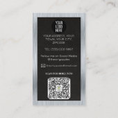 Loodgieter zwart leer en zilver metaal visitekaartje (Achterkant)