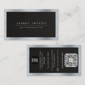 Loodgieter zwart leer en zilver metaal visitekaartje (Voorkant / Achterkant)