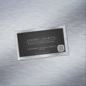 Loodgieter zwarte koolstofvezel en zilveren metaal magnetisch visitekaartje (Voorbeeld)