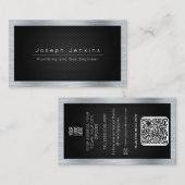 Loodgieter zwarte koolstofvezel en zilveren metaal visitekaartje (Voorkant / Achterkant)