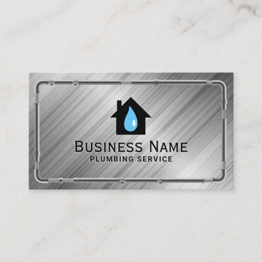 Loodgieterij Pijpen Reparatie Service Metalen Lood Visitekaartje (Voorkant)