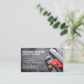Loodgieters Moersleutel en pijpen Visitekaartje (Staand voorkant)