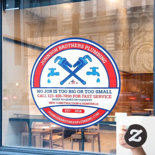 Loodgietersbedrijf aanpassen Groot front Raamsticker (Cafe Raam)