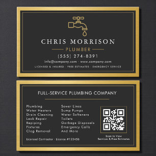 Loodgietersbedrijf Moderne Metallic QR-code Visitekaartje
