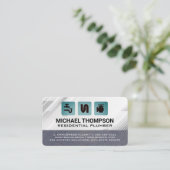 Loodgietersbuizen pictogrammen | Blauw colbert Visitekaartje (Staand voorkant)