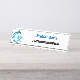 Loodgietersdienst Blue Water Drop Logo Loodgieter Bureau Naambordje