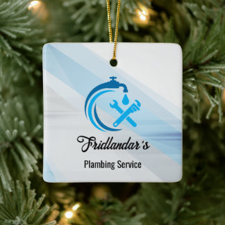 Loodgietersdienst Blue Water Drop Logo Loodgieter Keramisch Ornament