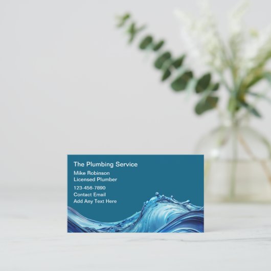 Loodgietersdienst Modern Water Splash Visitekaartje (Staand voorkant)