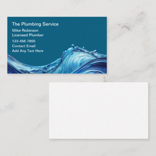 Loodgietersdienst Modern Water Splash Visitekaartje (Voorkant / Achterkant)