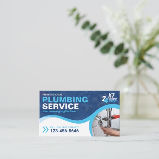 Loodgietersdiensten, loodgieter, loodgieterswerk e visitekaartje (Staand voorkant)