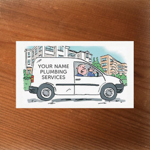 Loodgietersdiensten met naam op bedrijfswagen visitekaartje