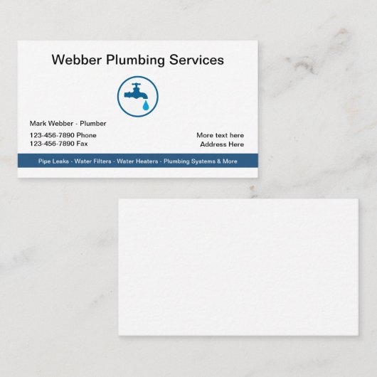 Loodgietersdiensten Moderne Sjabloon Logo Visitekaartje (Voorkant / Achterkant)