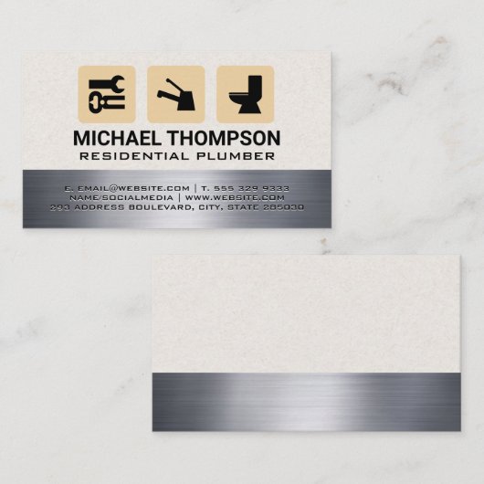 Loodgietersdiensten Pictogrammen Visitekaartje (Voorkant / Achterkant)