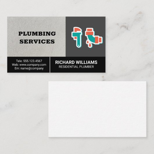 Loodgietersdiensten | Pijpsleutel Lekkende Pijp Ic Visitekaartje (Voorkant / Achterkant)