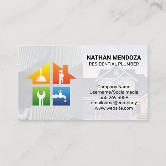 Loodgietersgereedschap pictogrammen | Woningbouw a Visitekaartje (Voorkant)