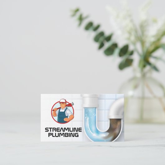 Loodgietersgreep | verstopte pijp visitekaartje (Staand voorkant)