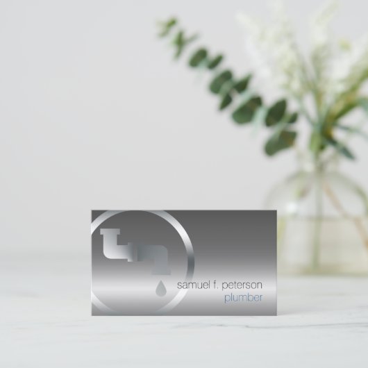 Loodgietersleiding lekkende pijp visitekaartje (Staand voorkant)