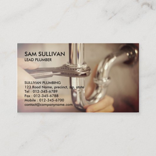 Loodgietersleiding lekkende pijp visitekaartje (Voorkant)