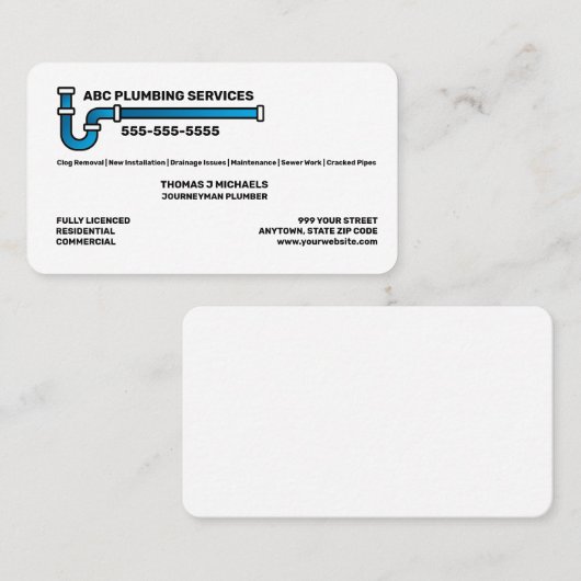 Loodgietersservice Visitekaartje (Voorkant / Achterkant)