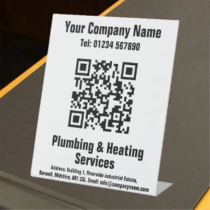 Loodgieterswerk en verwarming QR Code Design Pedes Reclamebord Met Voetstuk