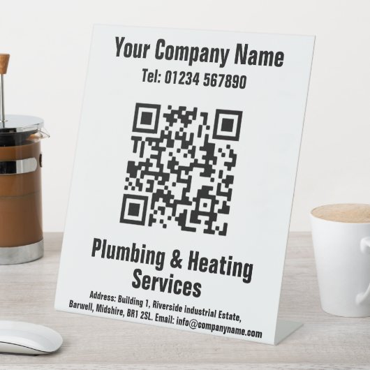 Loodgieterswerk en verwarming QR Code Design Pedes Reclamebord Met Voetstuk (Insitu)