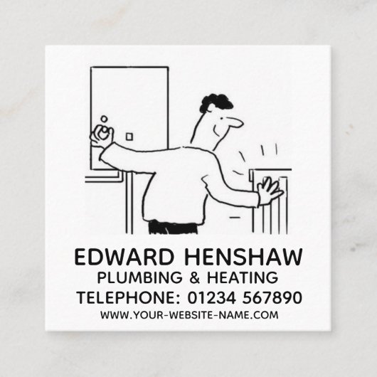 Loodgieterswerk en verwarming vierkante visitekaartje (Voorkant)