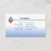 Loodgieterswerk en verwarming. Visitekaartje voor  (Achterkant)