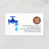 Loodgieterswerk op blauwe waterdruppels visitekaartje (Achterkant)