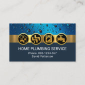Loodgieterswerk op blauwe waterdruppels visitekaartje (Voorkant)
