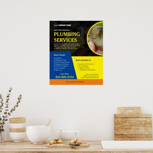 Loodgieterswerk Zakelijke services Aangepast Poster (Keuken)