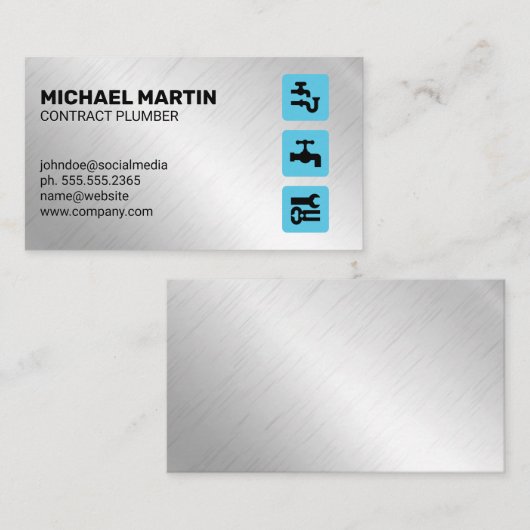 Loodgietpannen | Metalen achtergrond Visitekaartje (Voorkant / Achterkant)