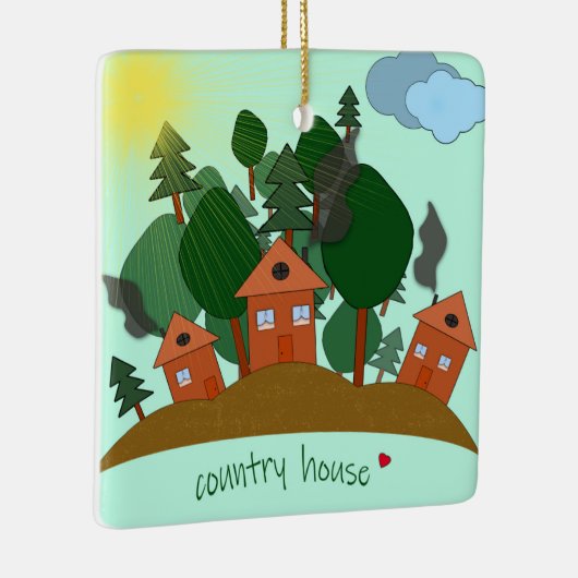 Loodhuizen aan de rand van het bos. keramisch ornament (Rechts)