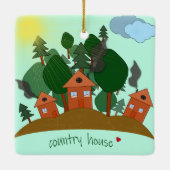 Loodhuizen aan de rand van het bos. keramisch ornament (Achterkant)